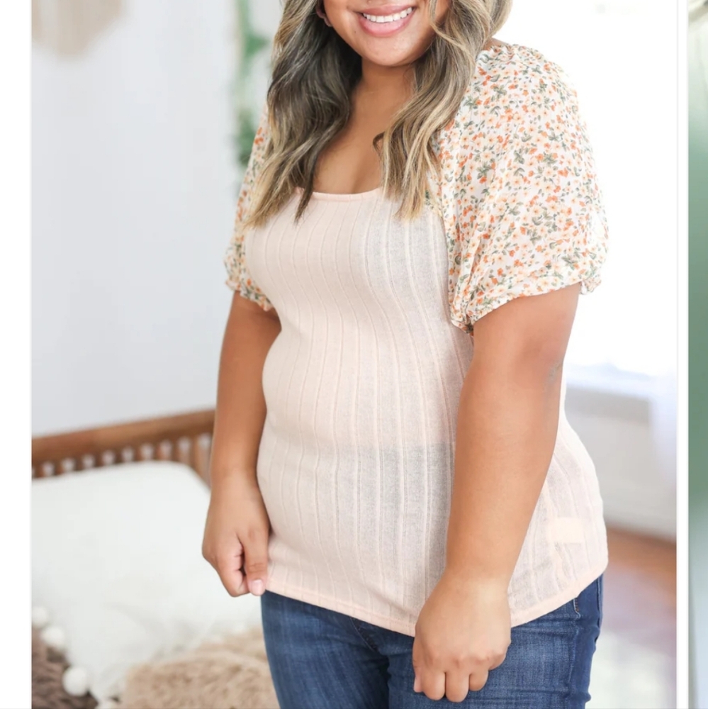 Boutique Plus Size Bubble Sleeve top